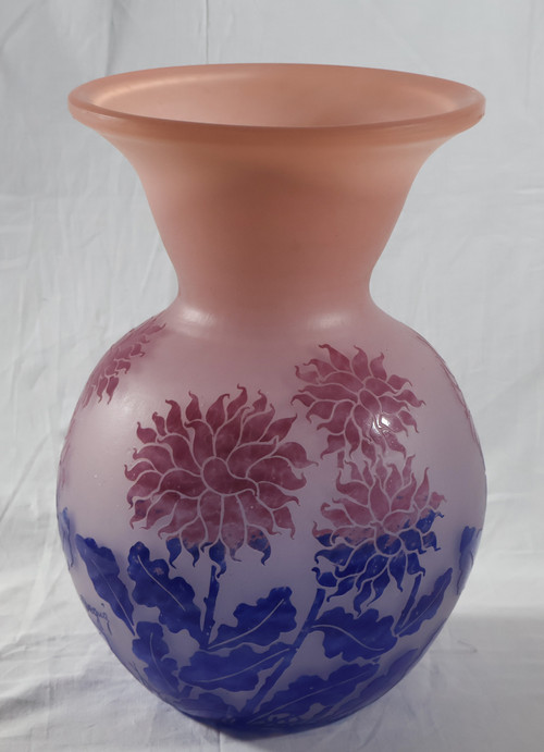 Grand vase boule signé DEGUE époque Art-Déco 