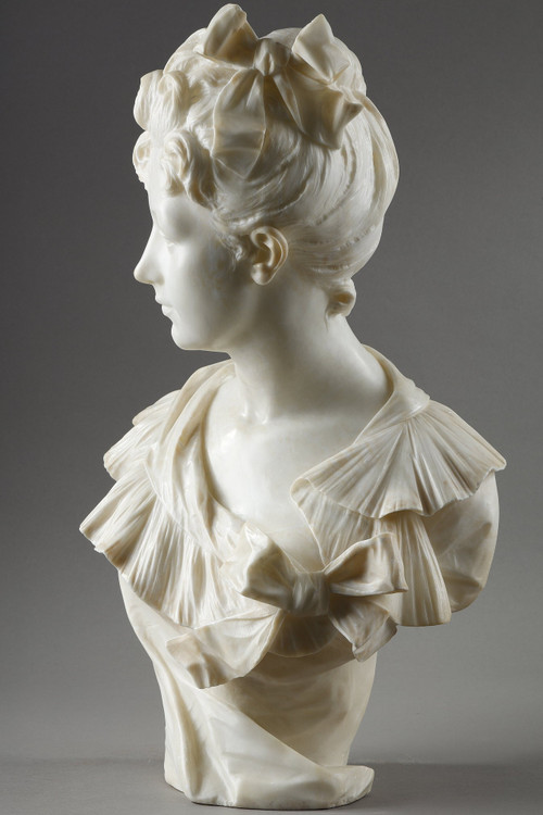 Busto di donna in marmo, Henri Emile ALLOUARD (1844-1929)