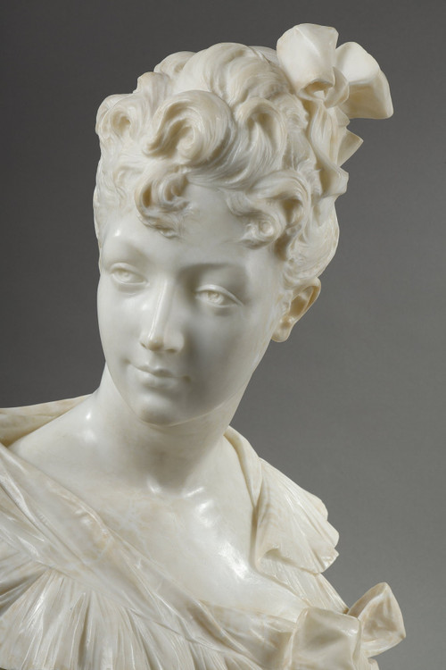 Busto di donna in marmo, Henri Emile ALLOUARD (1844-1929)