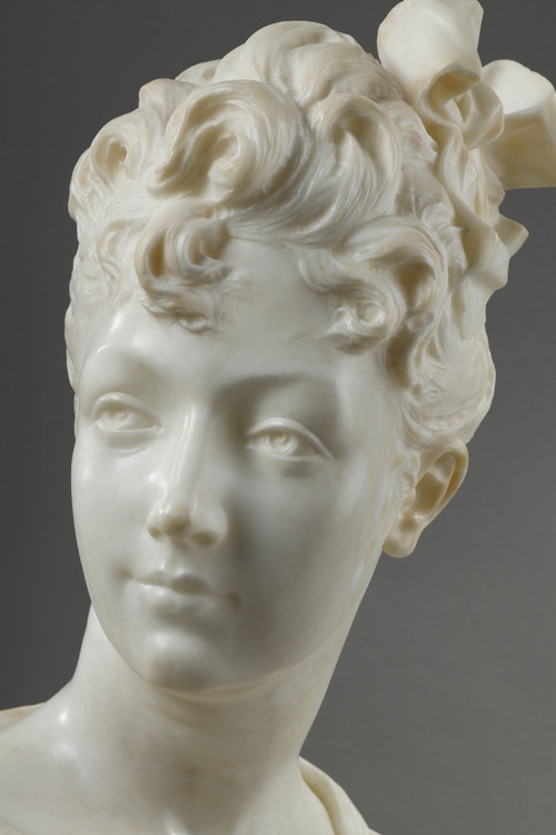 Busto di donna in marmo, Henri Emile ALLOUARD (1844-1929)