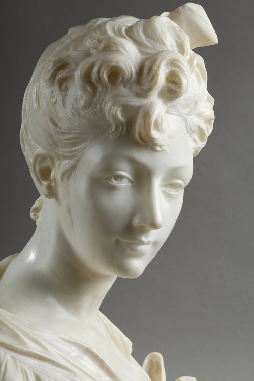 Busto di donna in marmo, Henri Emile ALLOUARD (1844-1929)