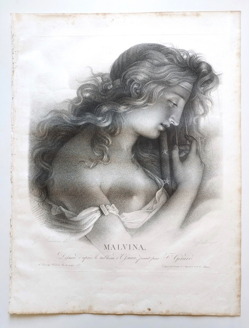 Gravure Mythologique Malvina 19ème d'Après  François Gérard 