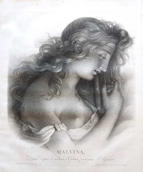 Gravure Mythologique Malvina 19ème d'Après  François Gérard 