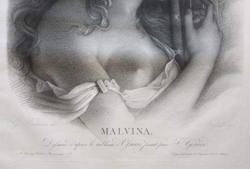 Gravure Mythologique Malvina 19ème d'Après  François Gérard 
