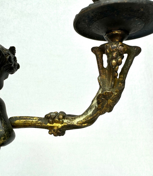 Pair Of Bronze Satyr Candlesticks