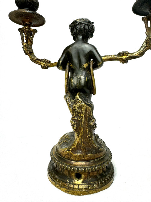 Pair Of Bronze Satyr Candlesticks