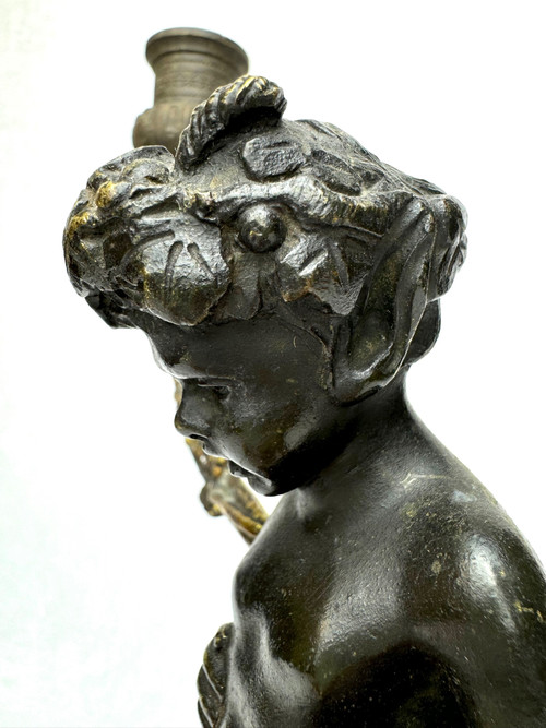 Pair Of Bronze Satyr Candlesticks
