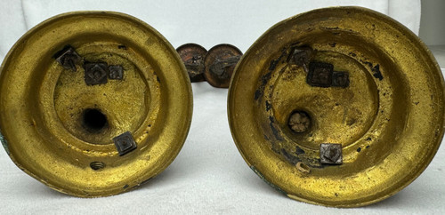 Pair Of Bronze Satyr Candlesticks