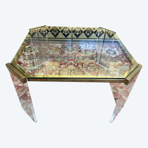Table basse en plexiglas et laiton 