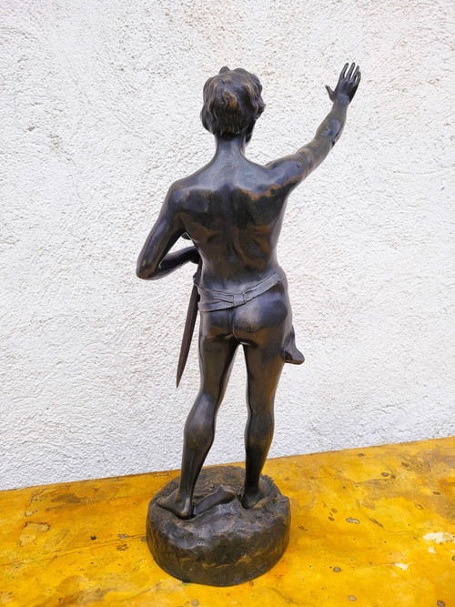 Ruffony, Il giuramento, scultura in bronzo firmata, fine XIX inizio XX secolo