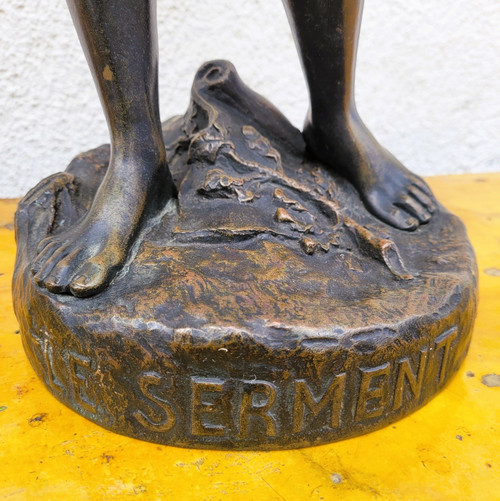 Ruffony, Il giuramento, scultura in bronzo firmata, fine XIX inizio XX secolo