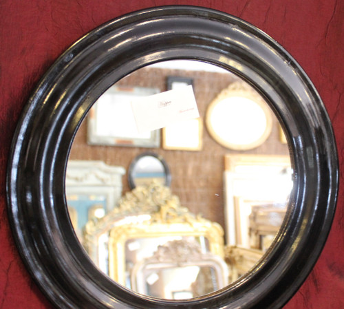 Ø38, Miroir Laqué Noir Napoléon III Rond