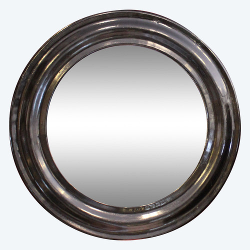 Ø38, Miroir Laqué Noir Napoléon III Rond