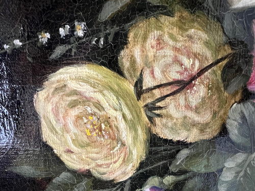 Quadro bouquet di fiori di Auguste Gondois XIX secolo