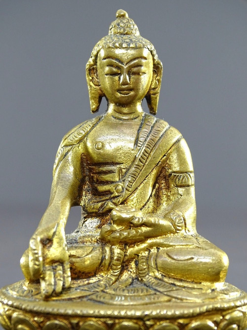 Chine, Années 1930/1950, Statue Miniature En Bronze De Bouddha.