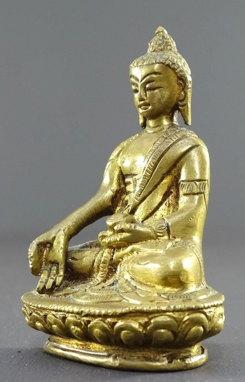 Chine, Années 1930/1950, Statue Miniature En Bronze De Bouddha.
