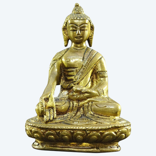 Chine, Années 1930/1950, Statue Miniature En Bronze De Bouddha.