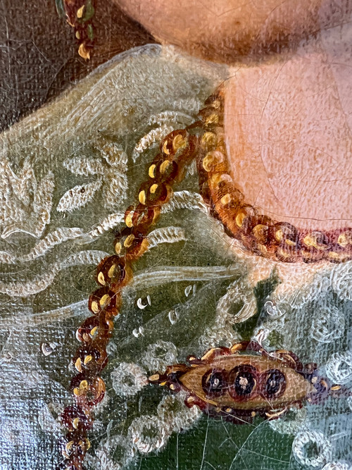 Élégant Portrait de la Femme du Capitaine Herlin - XIXe Siècle
