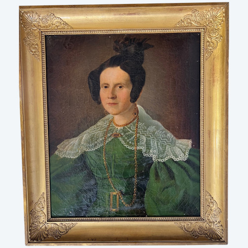 Élégant Portrait de la Femme du Capitaine Herlin - XIXe Siècle