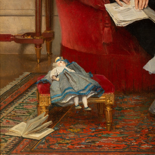 La leçon de broderie - Gustave de Jonghe (1829-1893)