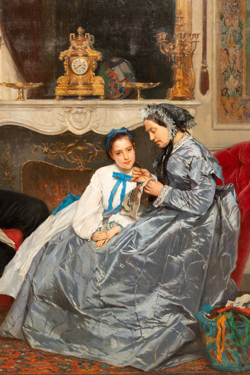 La leçon de broderie - Gustave de Jonghe (1829-1893)