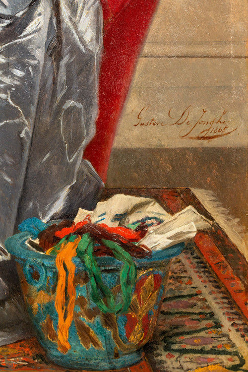 La leçon de broderie - Gustave de Jonghe (1829-1893)