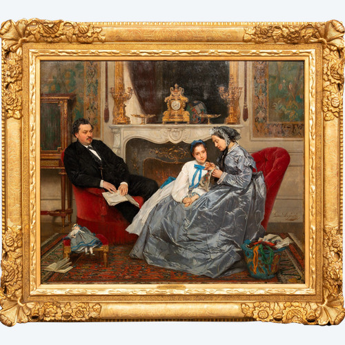 La leçon de broderie - Gustave de Jonghe (1829-1893)