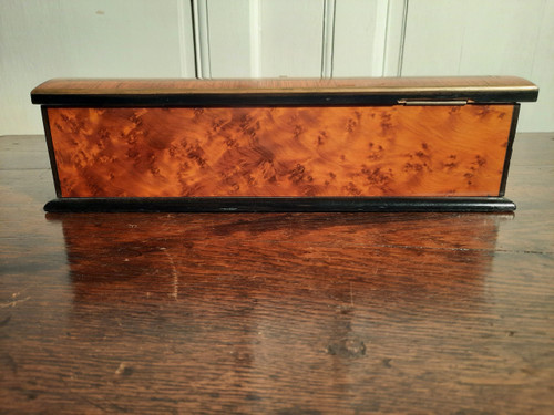 Marquetry travel writing case signed Ch. Fortin, Napoleon III period.