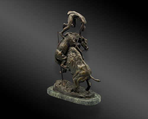 La corsa dei bufali; scultura in bronzo firmata Frédéric REMINGTON. Stati Uniti XX secolo