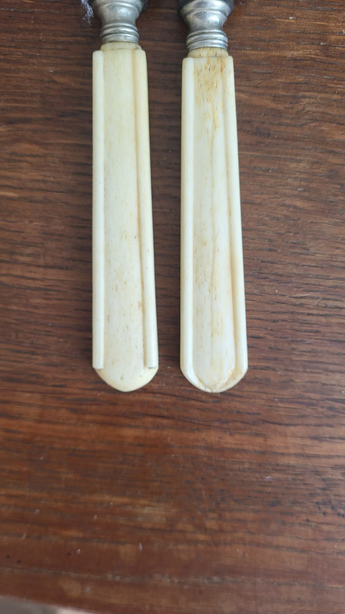 12 Messer, Stahlklinge, Elfenbeingriff, 19. Jahrhundert