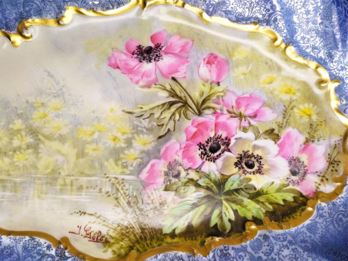  Limoges Grand Plat En Porcelaine  Peint à La Main