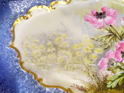  Limoges Grand Plat En Porcelaine  Peint à La Main