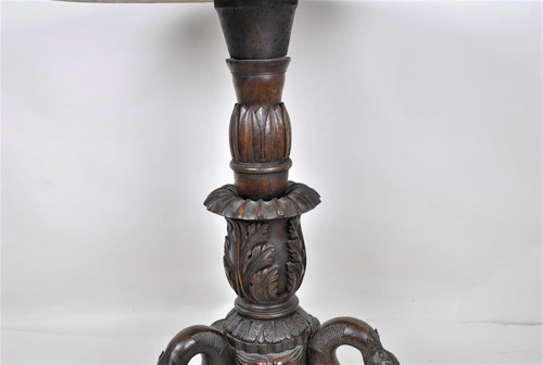 Guéridon En Bois Sculpté, Art Populaire Italien XIXème Siècle