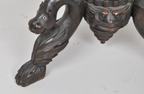 Guéridon En Bois Sculpté, Art Populaire Italien XIXème Siècle
