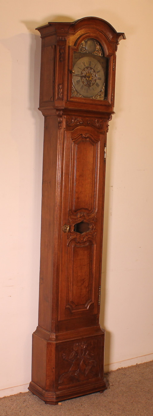 18th Century Oak Longcase Clock From Belgium