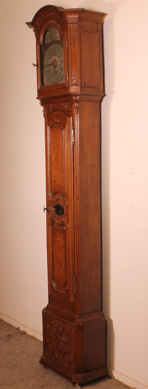 18th Century Oak Longcase Clock From Belgium