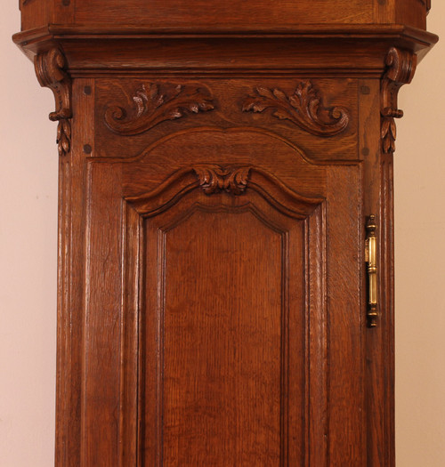 18th Century Oak Longcase Clock From Belgium