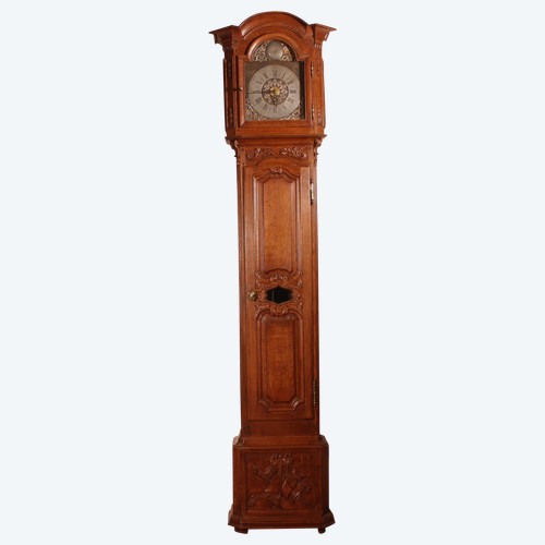 18th Century Oak Longcase Clock From Belgium