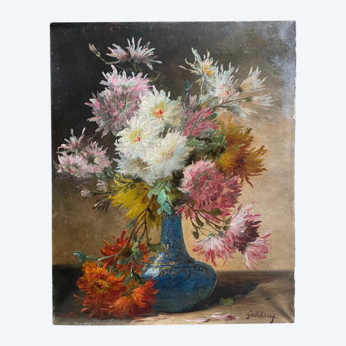 emile Godchaux - Stillleben mit Blumenvase Epoche Ende 19.