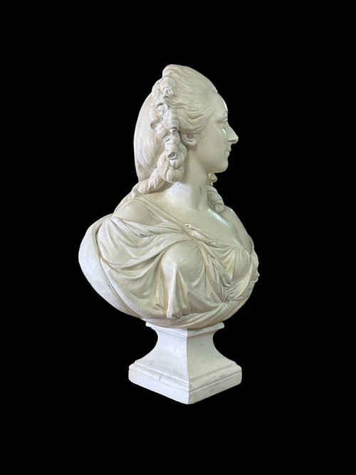 Large Plaster Bust of the Countess Du Barry After Pajou Cast from the Louvre 20th Century H 72
