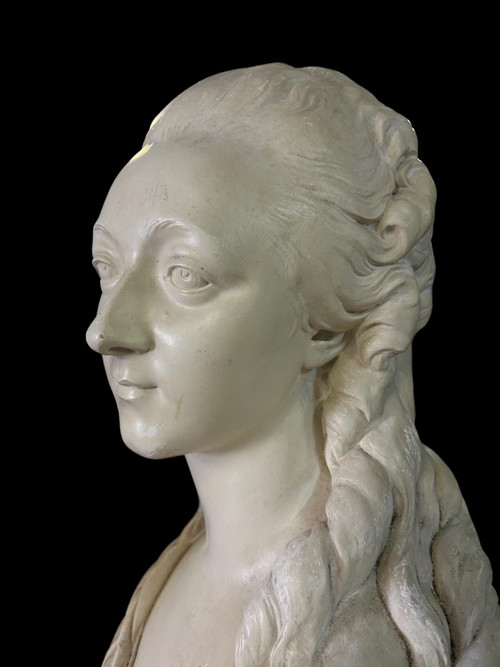 Large Plaster Bust of the Countess Du Barry After Pajou Cast from the Louvre 20th Century H 72