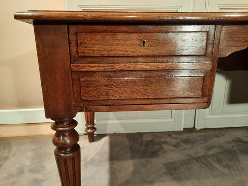 Scrivania d'epoca Luigi Filippo in rovere.