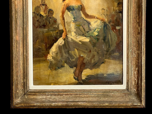TABLEAU / HUILE SUR TOILE SIGNÉE DES ANNÉES 50 REPRÉSENTANT UNE DANSEUSE