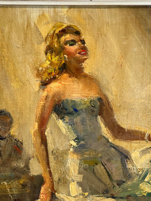 TABLEAU / HUILE SUR TOILE SIGNÉE DES ANNÉES 50 REPRÉSENTANT UNE DANSEUSE