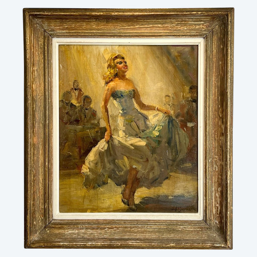 TABLEAU / HUILE SUR TOILE SIGNÉE DES ANNÉES 50 REPRÉSENTANT UNE DANSEUSE