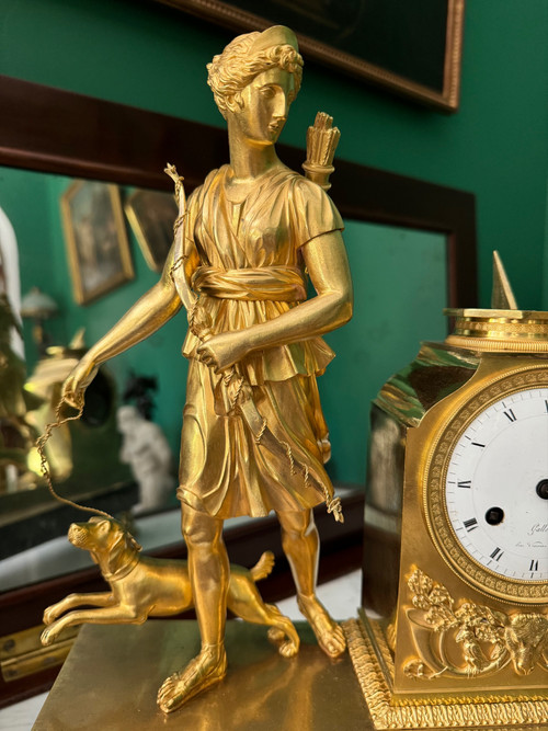 Superb Diane chasseresse clock signed Claude Galle, Empire period.