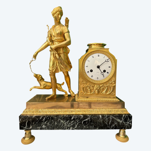 Superb Diane chasseresse clock signed Claude Galle, Empire period.