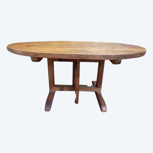 Table basse cible vigneronne en chêne 