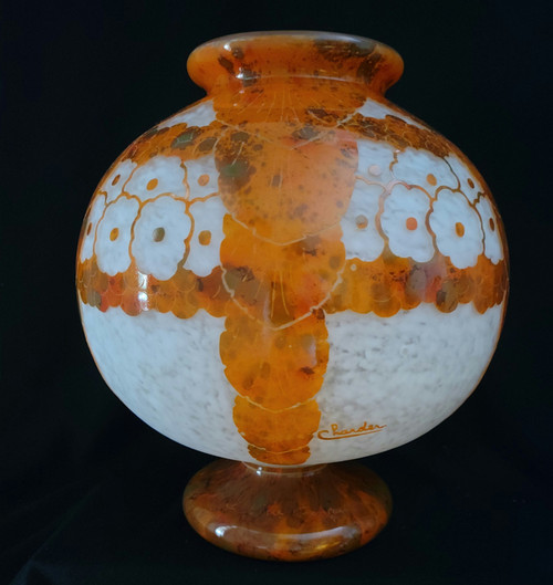 Grande vaso a sfera LeVerre Français-Charder del 1927