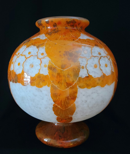 Grande vaso a sfera LeVerre Français-Charder del 1927